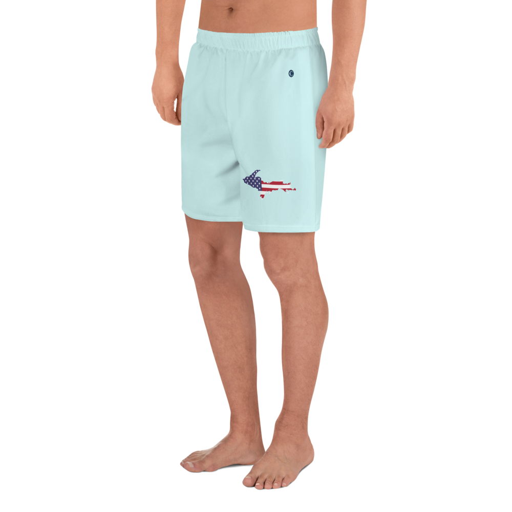 Michigan Upper Peninsula Athletic Shorts (w/ UP USA Flag) | Men's - Cyan