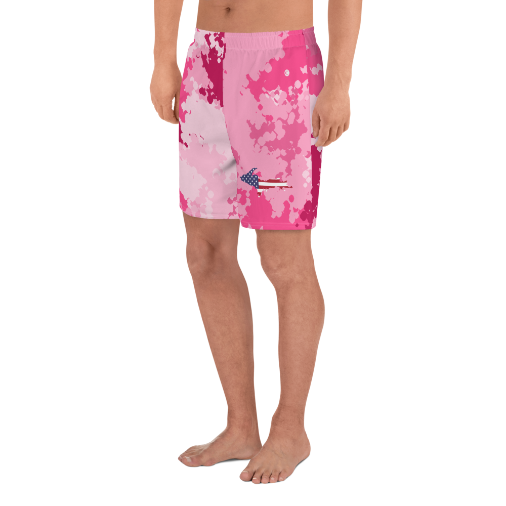 Michigan Upper Peninsula Athletic Shorts (w/ UP USA Flag) | Men's - Pink Camo