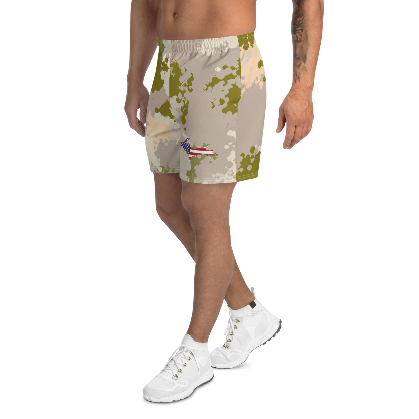 Michigan Upper Peninsula Athletic Shorts (w/ UP USA Flag) | Men's - Rosy Mound Camo