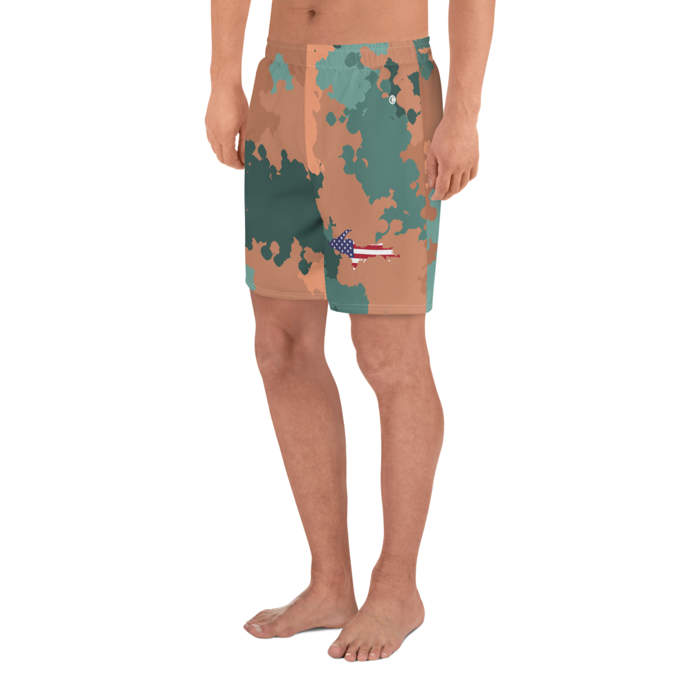 Michigan Upper Peninsula Athletic Shorts (w/ UP USA Flag) | Men's - Copper Country Camo