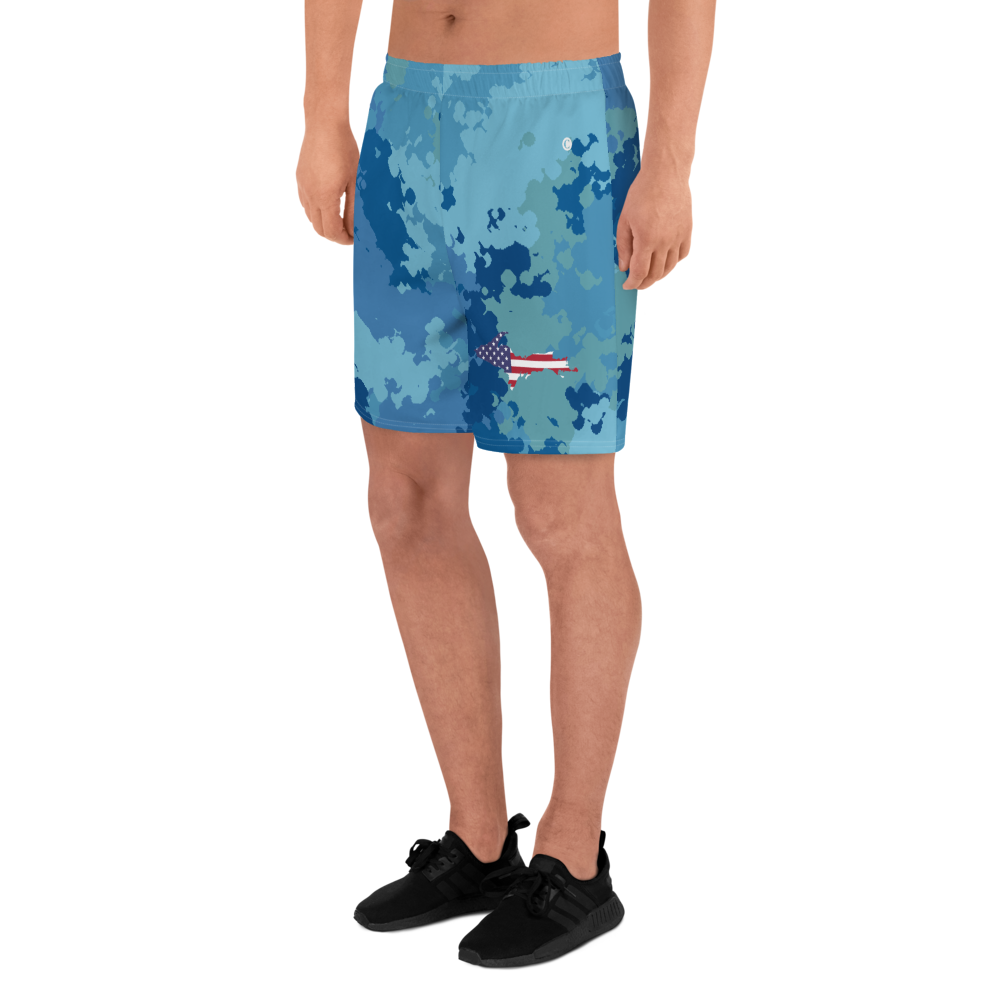 Michigan Upper Peninsula Athletic Shorts (w/ UP USA Flag) | Men's - Great Lakes Camo