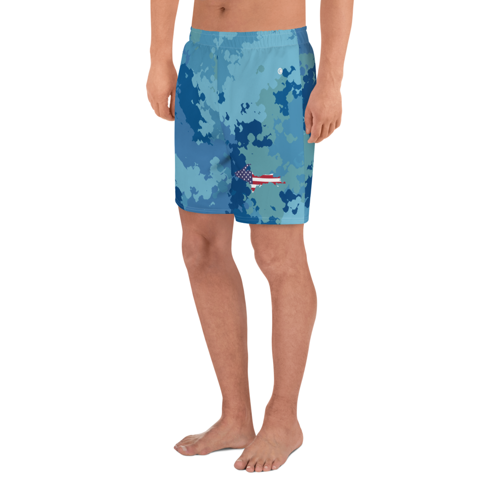 Michigan Upper Peninsula Athletic Shorts (w/ UP USA Flag) | Men's - Great Lakes Camo