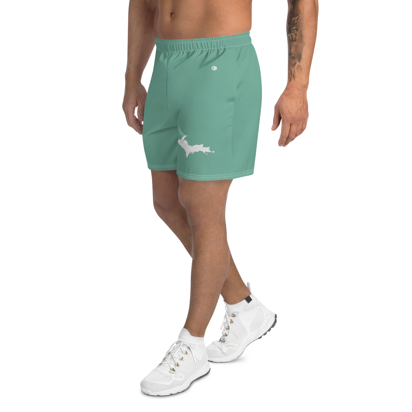 Michigan Upper Peninsula Athletic Shorts (w/ UP USA Flag) | Men's - Metallic Mint Green