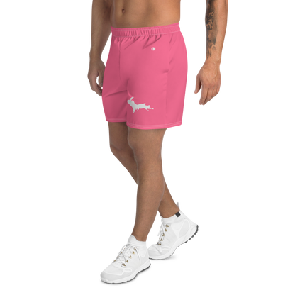 Michigan Upper Peninsula Athletic Shorts (w/ UP USA Flag) | Men's - Rhodochrosite Pink