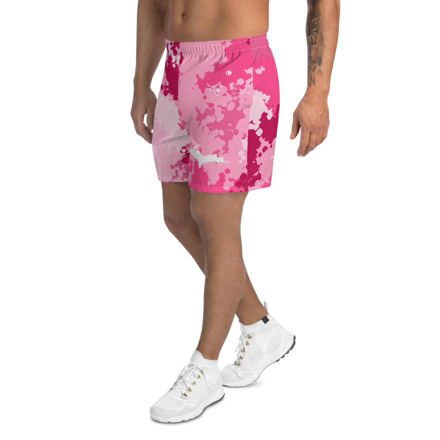 Michigan Upper Peninsula Athletic Shorts (w/ UP USA Flag) | Men's - Pink Camo