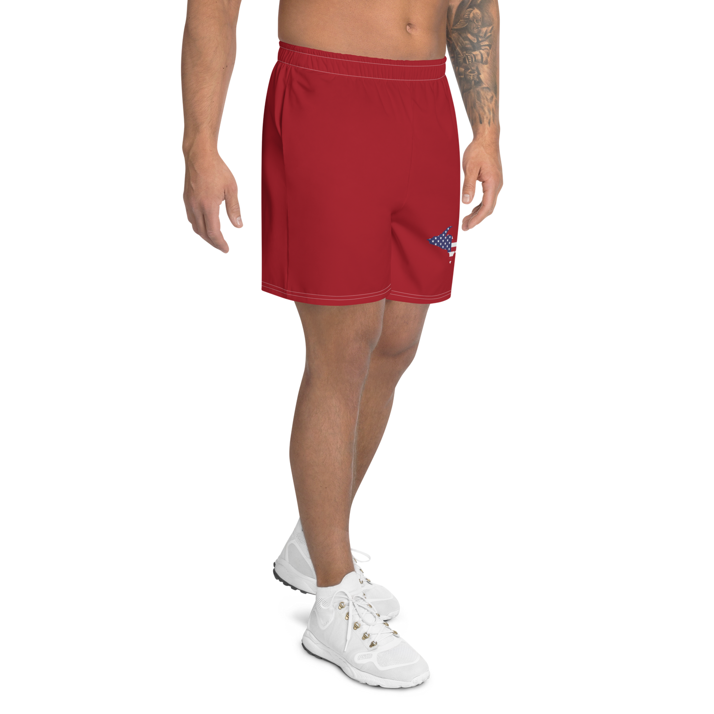 Michigan Upper Peninsula Athletic Shorts (w/ UP USA Flag) | Men's - Thimbleberry Red