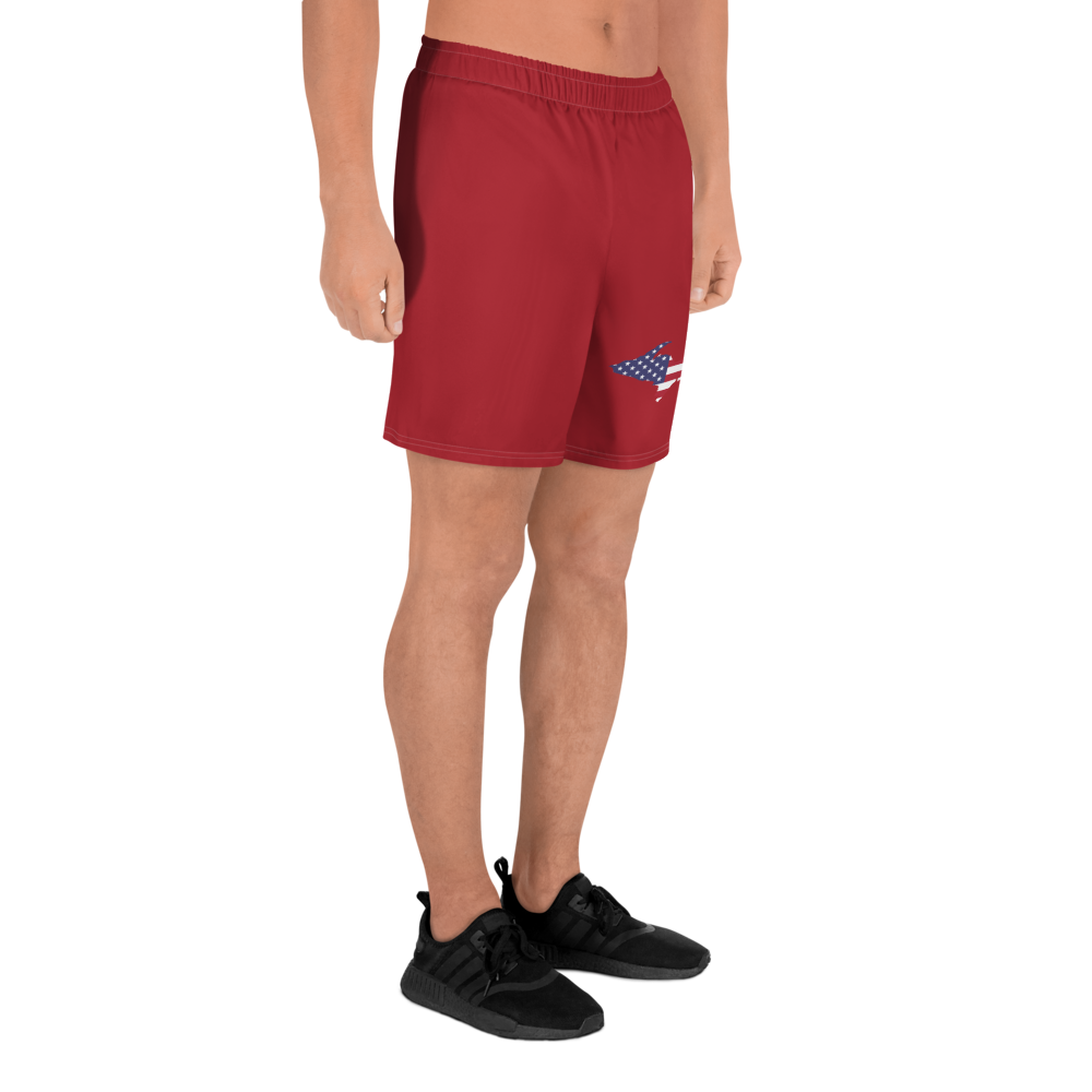 Michigan Upper Peninsula Athletic Shorts (w/ UP USA Flag) | Men's - Thimbleberry Red