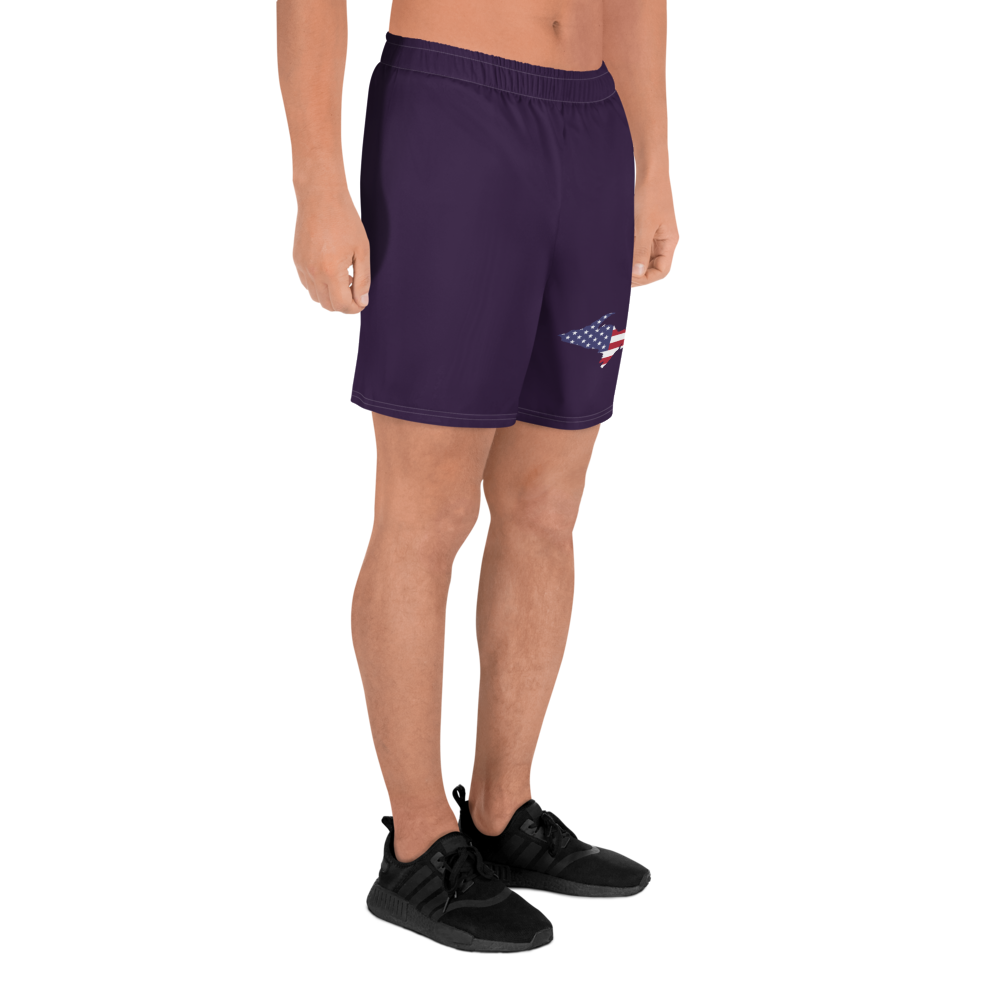 Michigan Upper Peninsula Athletic Shorts (w/ UP USA Flag) | Men's - Blackcurrant