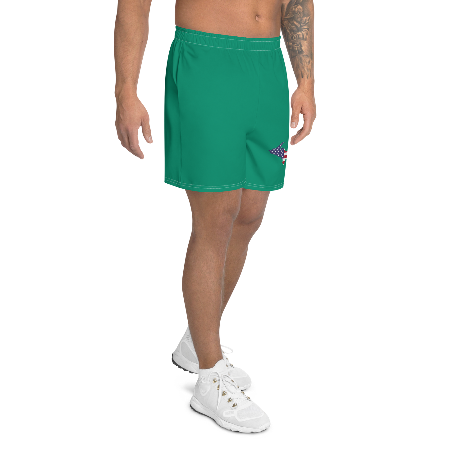 Michigan Upper Peninsula Athletic Shorts (w/ UP USA Flag) | Men's - Emerald Green