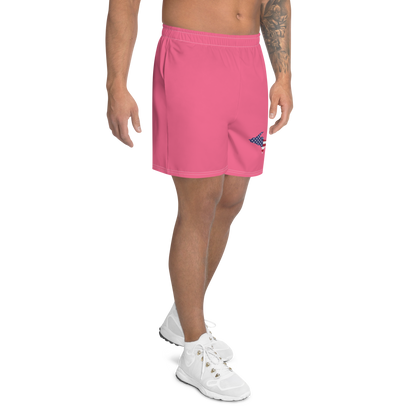 Michigan Upper Peninsula Athletic Shorts (w/ UP USA Flag) | Men's - Rhodochrosite Pink