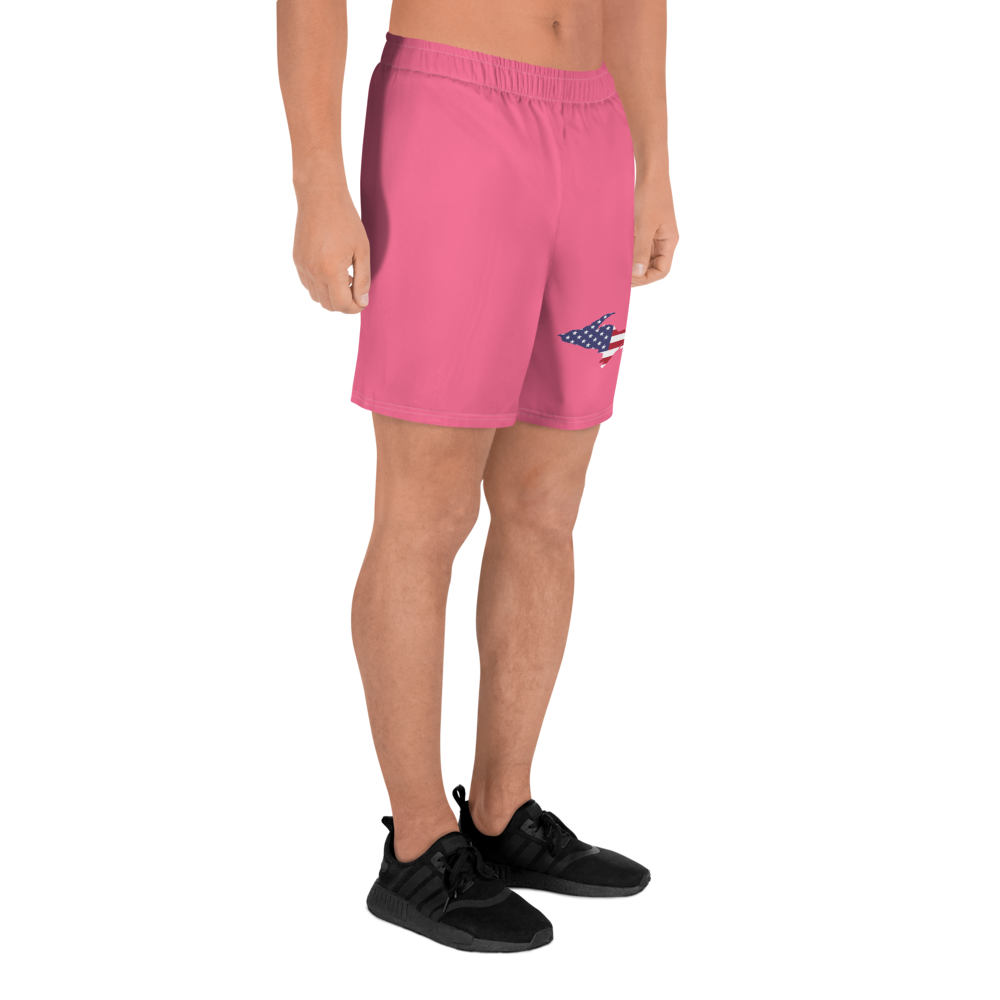 Michigan Upper Peninsula Athletic Shorts (w/ UP USA Flag) | Men's - Rhodochrosite Pink