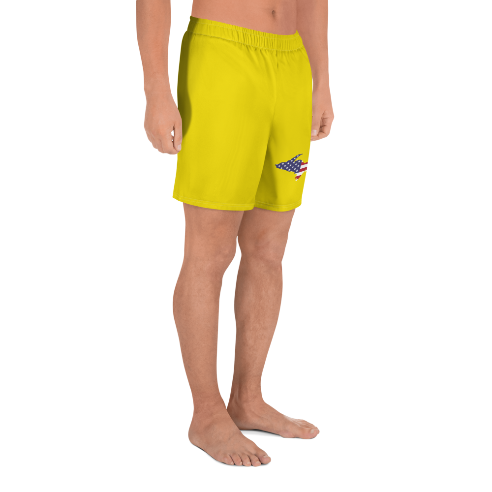 Michigan Upper Peninsula Athletic Shorts (w/ UP USA Flag) | Men's - Gadsden Yellow