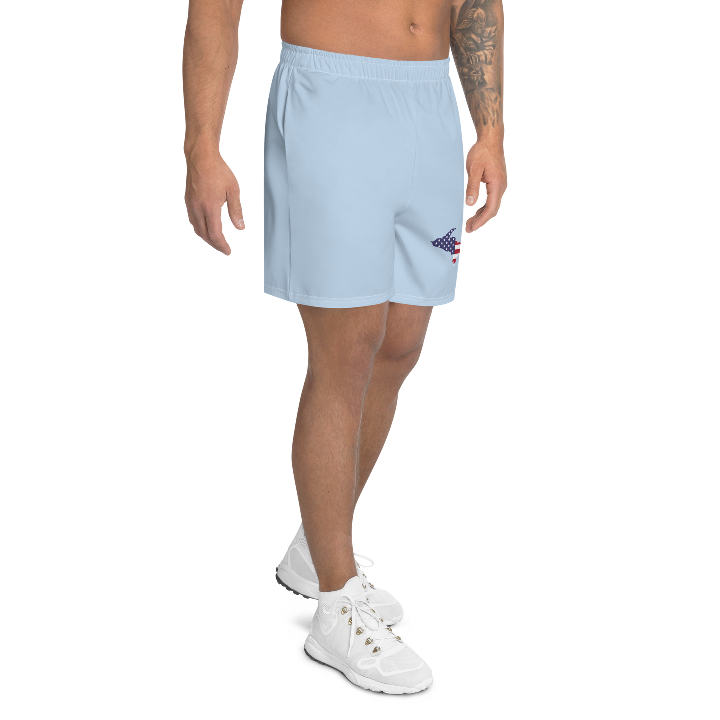 Michigan Upper Peninsula Athletic Shorts (w/ UP USA Flag) | Men's - Light Blue