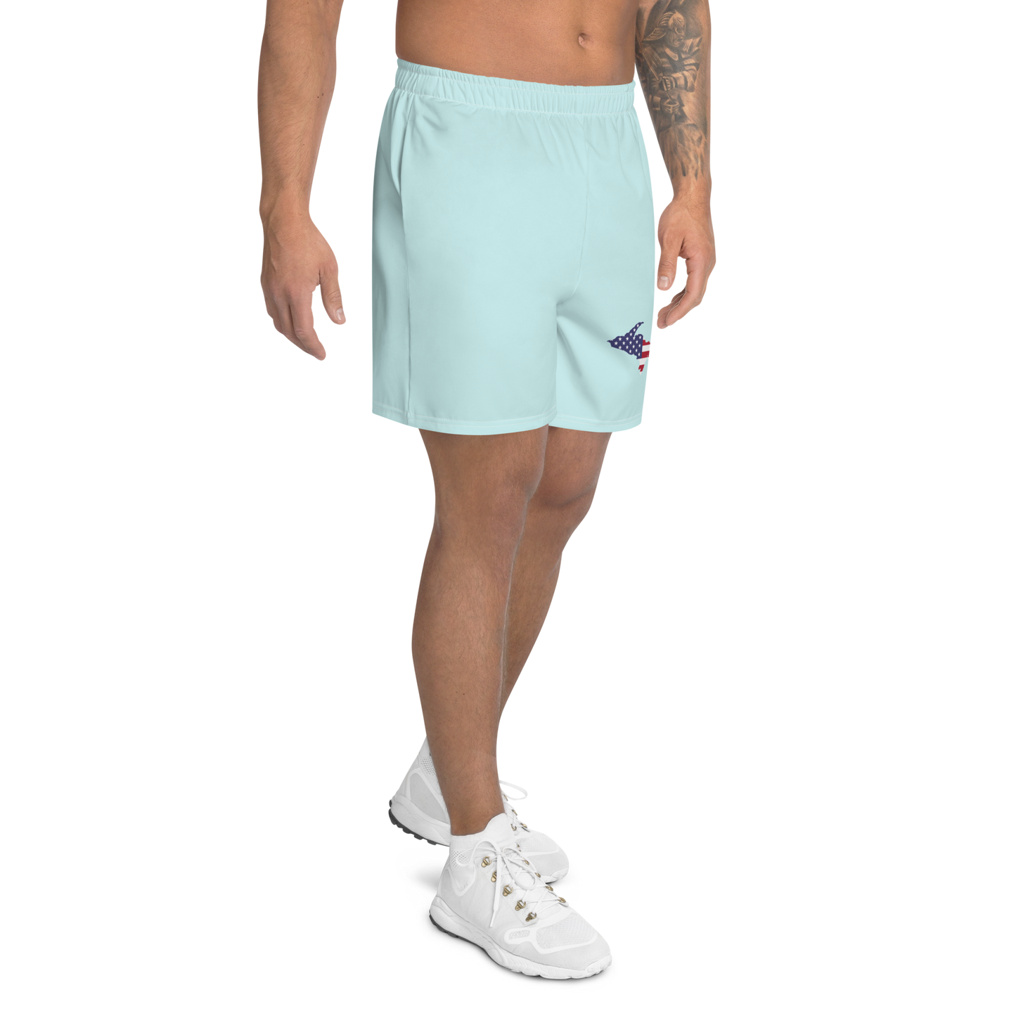 Michigan Upper Peninsula Athletic Shorts (w/ UP USA Flag) | Men's - Cyan