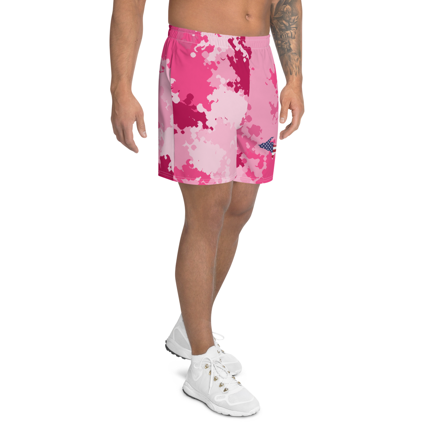 Michigan Upper Peninsula Athletic Shorts (w/ UP USA Flag) | Men's - Pink Camo