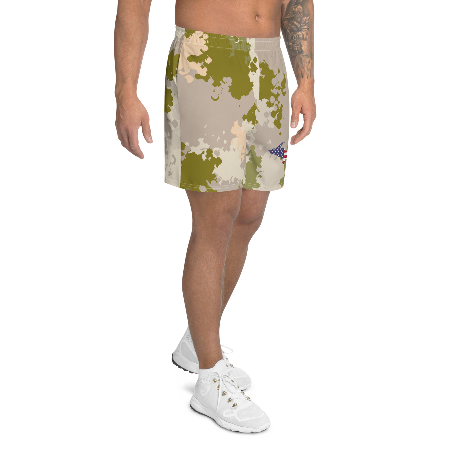 Michigan Upper Peninsula Athletic Shorts (w/ UP USA Flag) | Men's - Rosy Mound Camo