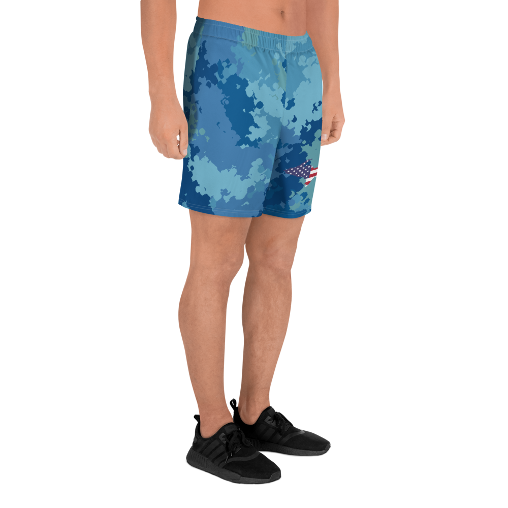 Michigan Upper Peninsula Athletic Shorts (w/ UP USA Flag) | Men's - Great Lakes Camo