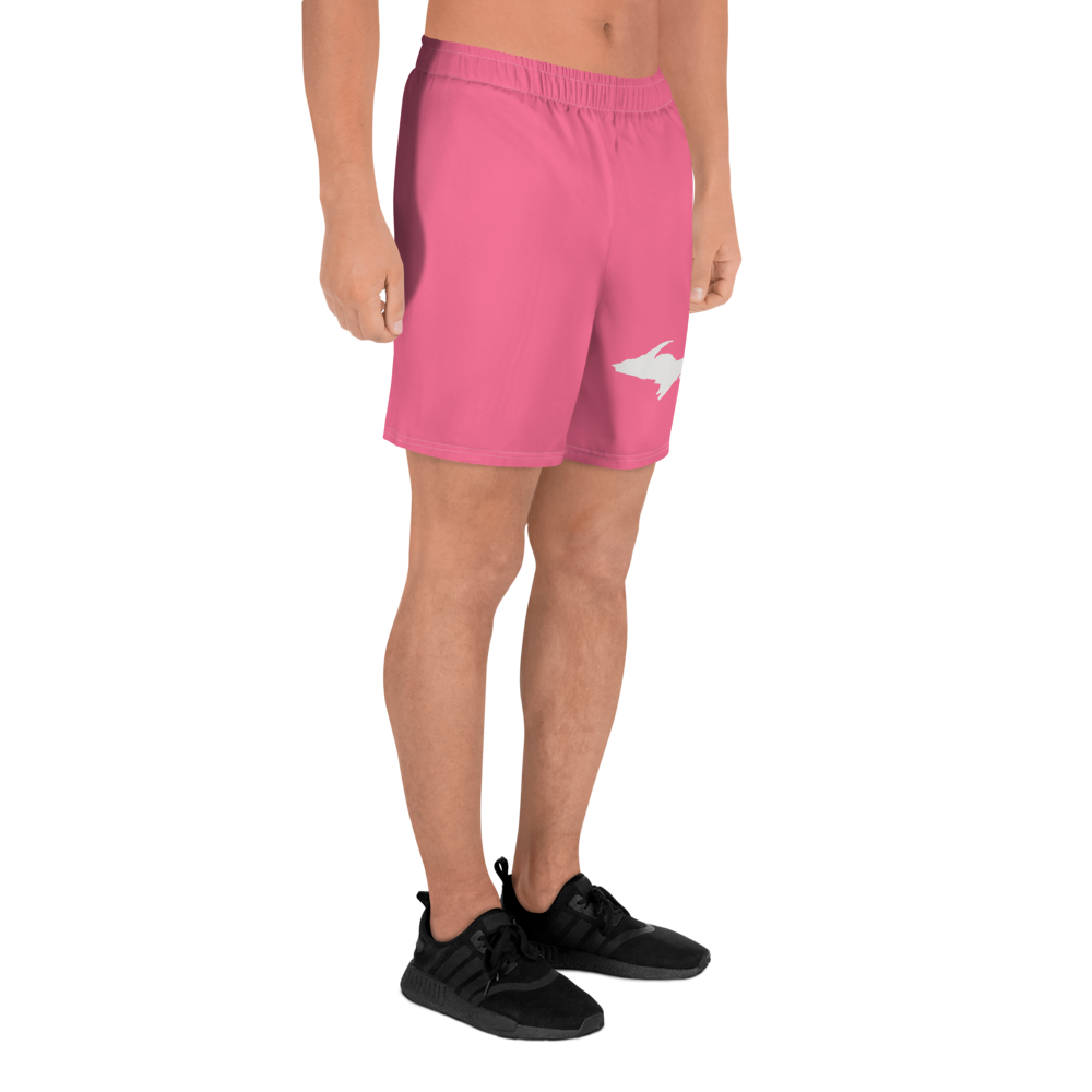 Michigan Upper Peninsula Athletic Shorts (w/ UP USA Flag) | Men's - Rhodochrosite Pink