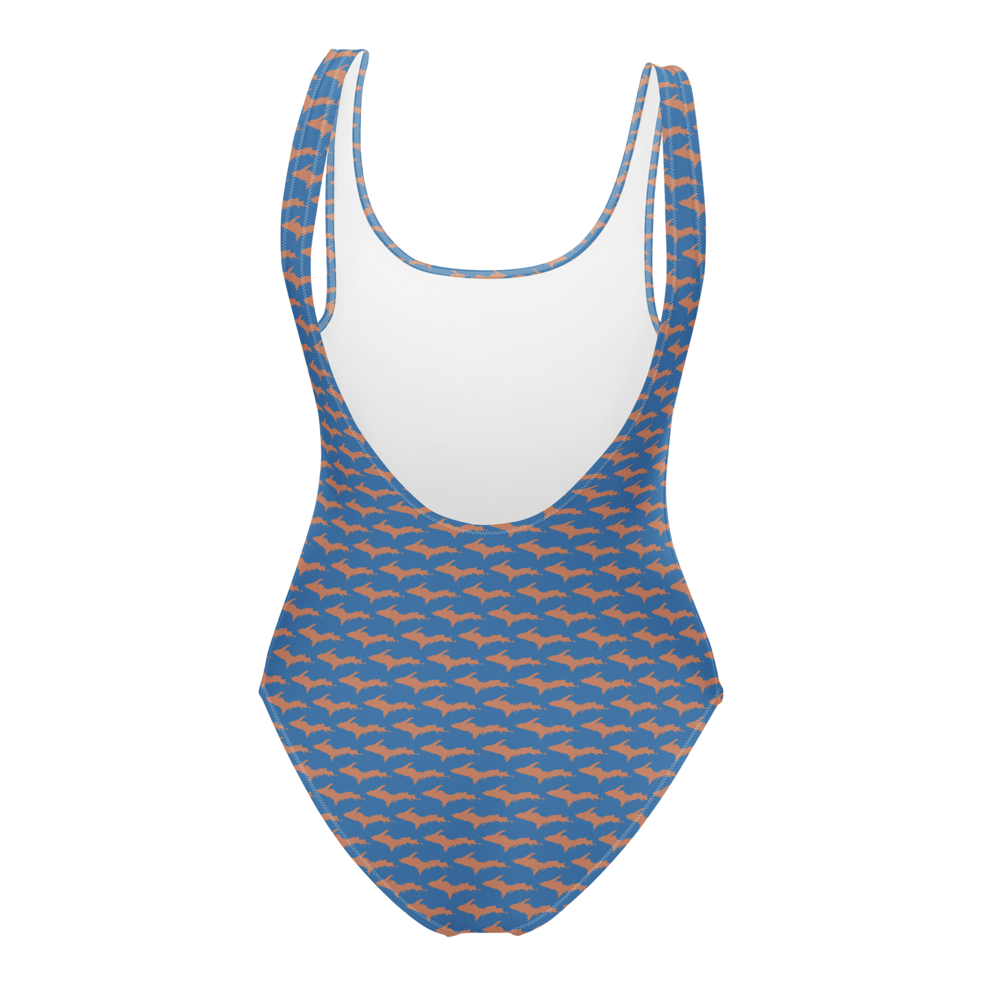 Michigan Upper Peninsula One-Piece Swimsuit (w/ Copper UP Pattern) | Lake Superior Blue