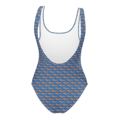 Michigan Upper Peninsula One-Piece Swimsuit (w/ Copper UP Pattern) | Lake Superior Blue