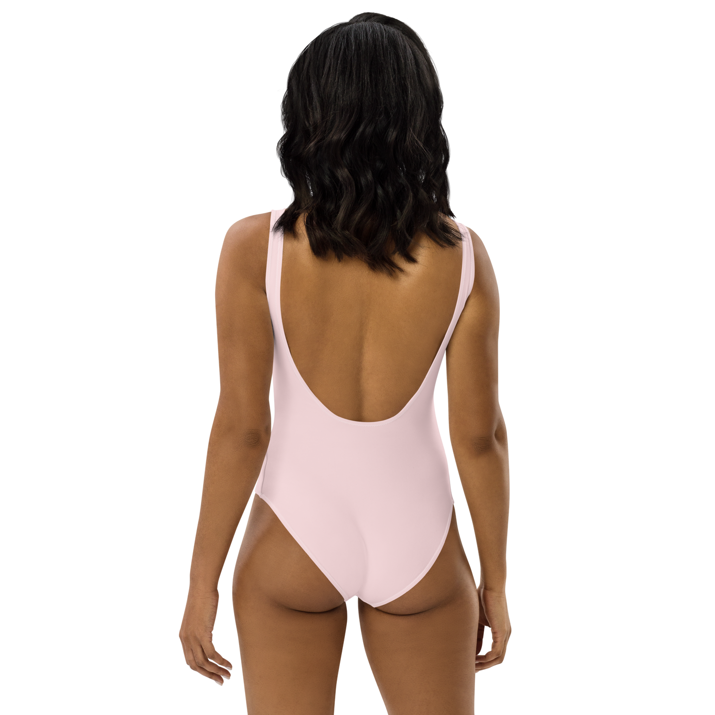 Michigan Upper Peninsula One-Piece Swimsuit (w/ Copper Outline) | Pale Pink