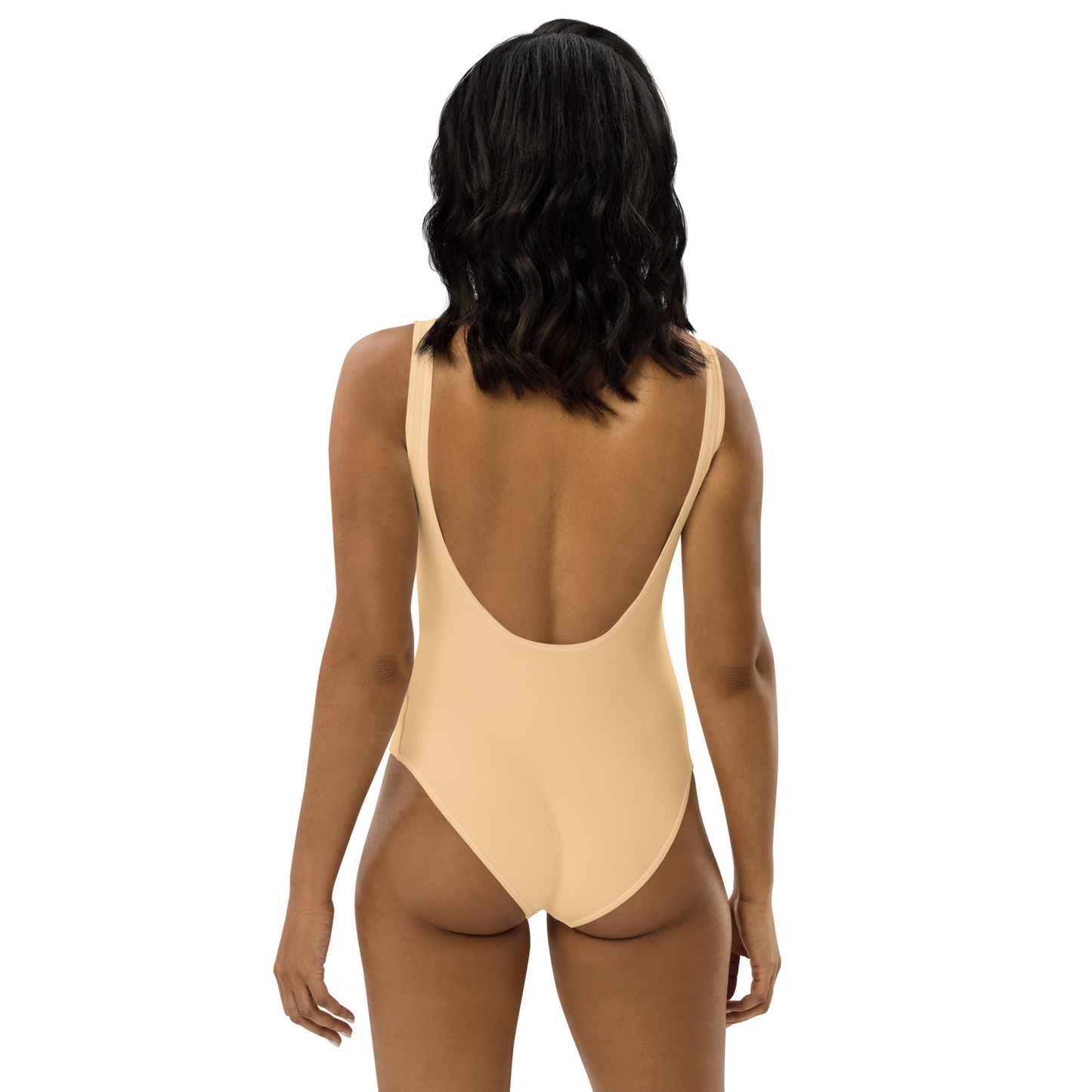 Michigan Upper Peninsula One-Piece Swimsuit (w/ Copper Outline) | Pale Apricot