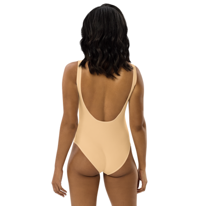 Michigan Upper Peninsula One-Piece Swimsuit (w/ Copper Outline) | Pale Apricot