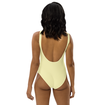 Michigan Upper Peninsula One-Piece Swimsuit (w/ Copper Outline) | Canary Yellow