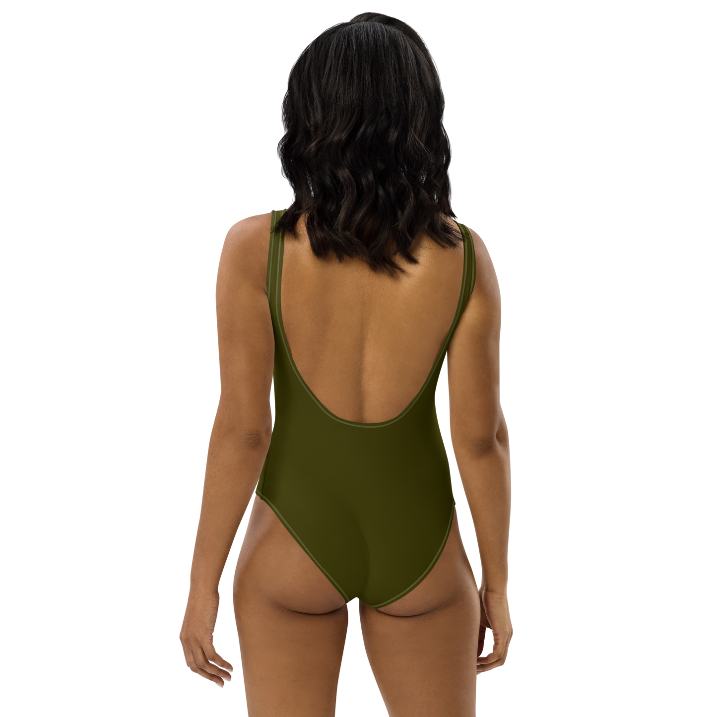 Michigan Upper Peninsula One-Piece Swimsuit (w/ UP Outline) | Military Green