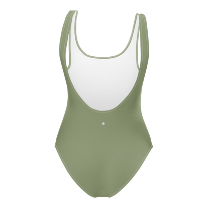 Michigan Upper Peninsula One-Piece Swimsuit (w/ UP Outline) | Beachgrass Green