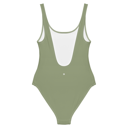 Michigan Upper Peninsula One-Piece Swimsuit (w/ UP Outline) | Beachgrass Green