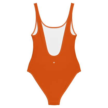 Michigan Upper Peninsula One-Piece Swimsuit (w/ UP Outline) | Maple Leaf Orange