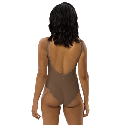 Michigan Upper Peninsula One-Piece Swimsuit (w/ UP Outline) | Coffee Color