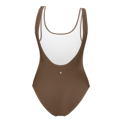 Michigan Upper Peninsula One-Piece Swimsuit (w/ UP Outline) | Coffee Color