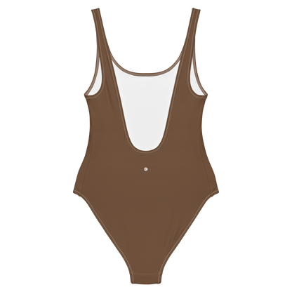 Michigan Upper Peninsula One-Piece Swimsuit (w/ UP Outline) | Coffee Color