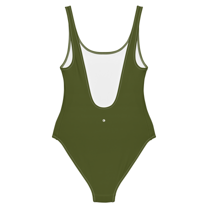 Michigan Upper Peninsula One-Piece Swimsuit (w/ UP Outline) | Army Green