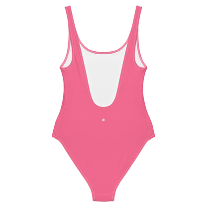 Michigan Upper Peninsula One-Piece Swimsuit (w/ UP Outline) | Rhodochrosite Pink