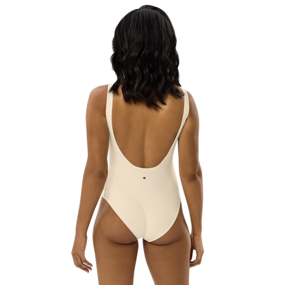 Michigan Upper Peninsula One-Piece Swimsuit (w/ UP Outline) | Champagne White