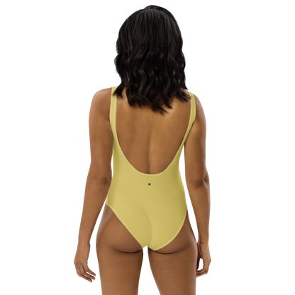 Michigan Upper Peninsula One-Piece Swimsuit (w/ UP Outline) | Plum Yellow