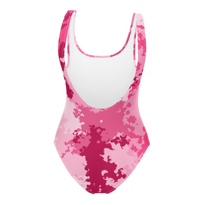 Michigan Upper Peninsula One-Piece Swimsuit (w/ UP Outline) | Pink Camo