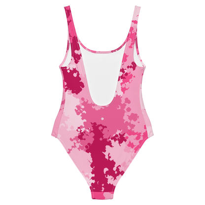 Michigan Upper Peninsula One-Piece Swimsuit (w/ UP Outline) | Pink Camo