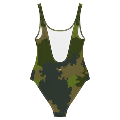 Michigan Upper Peninsula One-Piece Swimsuit (w/ UP Outline) | Woodland Camo