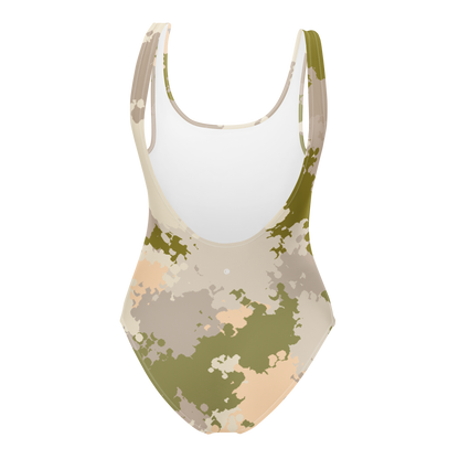 Michigan Upper Peninsula One-Piece Swimsuit (w/ UP Outline) | Army Green