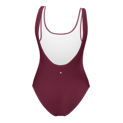 Michigan Upper Peninsula One-Piece Swimsuit (w/ UP USA Flag) | Old Mission Burgundy