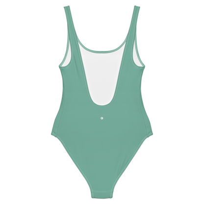 Michigan Upper Peninsula One-Piece Swimsuit (w/ UP USA Flag) | Metallic Mint Green