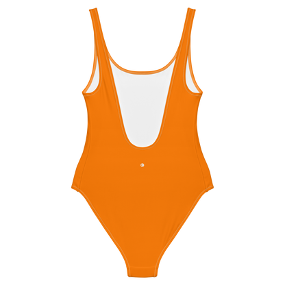 Michigan Upper Peninsula One-Piece Swimsuit (w/ UP USA Flag) | Maple Leaf Orange