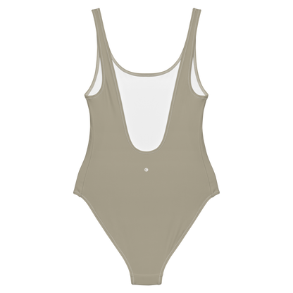 Michigan Upper Peninsula One-Piece Swimsuit (w/ UP USA Flag) | Petoskey Stone Beige