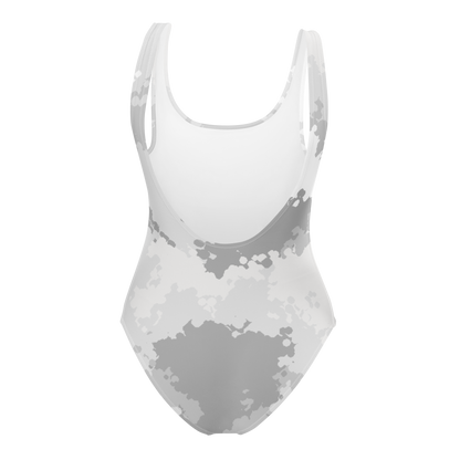 Michigan Upper Peninsula One-Piece Swimsuit (w/ UP USA Flag) | Snow Camo