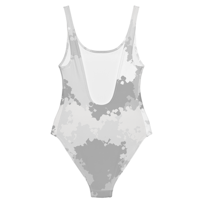 Michigan Upper Peninsula One-Piece Swimsuit (w/ UP USA Flag) | Snow Camo