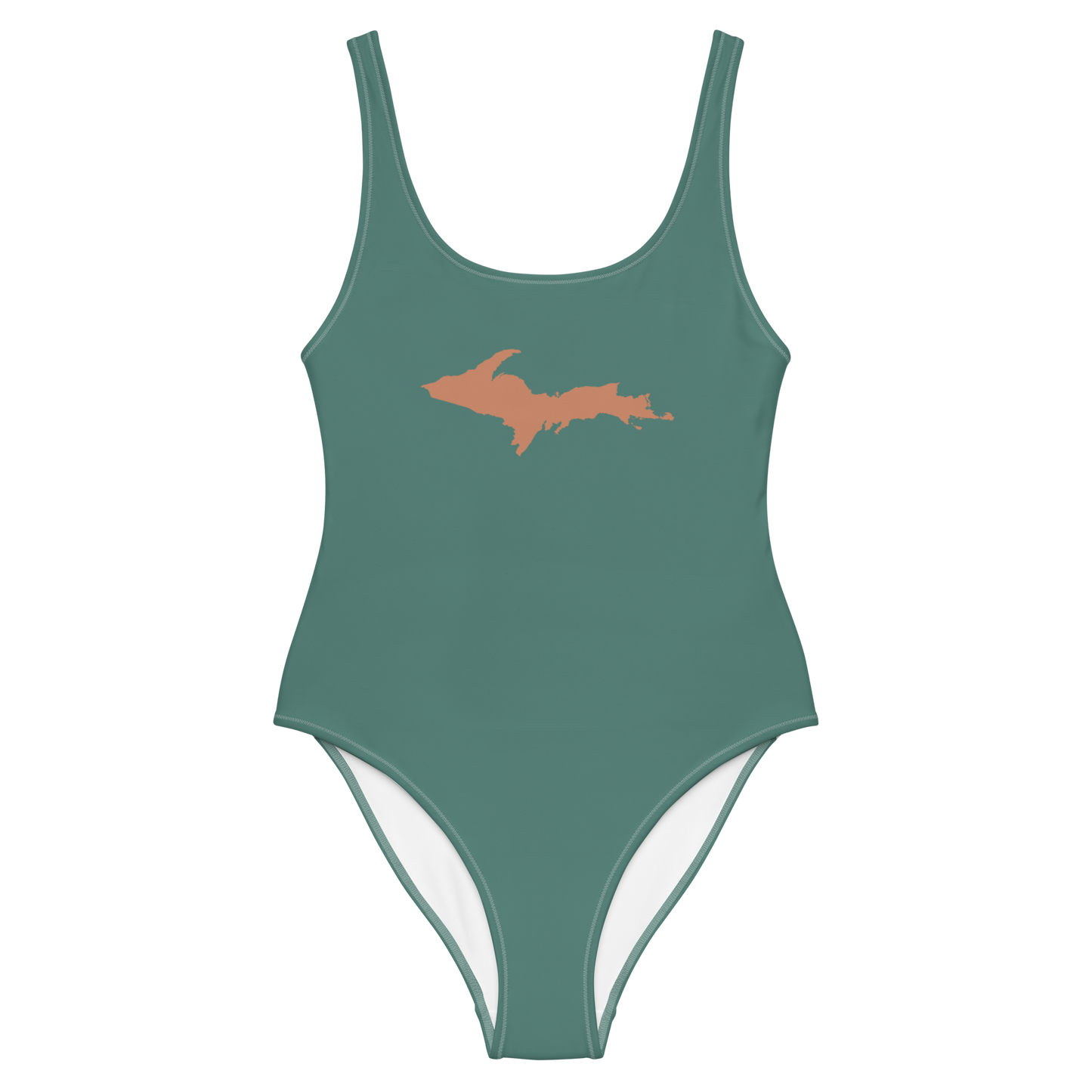 Michigan Upper Peninsula One-Piece Swimsuit (w/ Copper Outline) | Copper Green